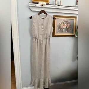 Coco Shop Antigua Sleveless Dress in Beige‎ Linen size Small